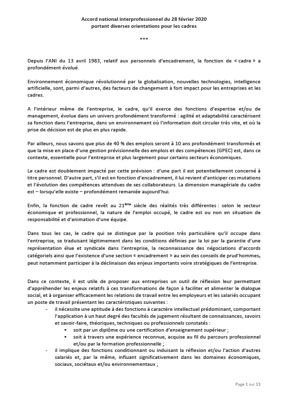 Accord National Interprofessionnel du 28 février 2020