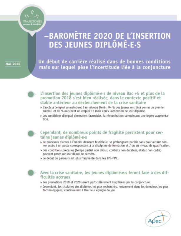 Baromètre 2020 de l'insertion des jeunes diplomé·e·s