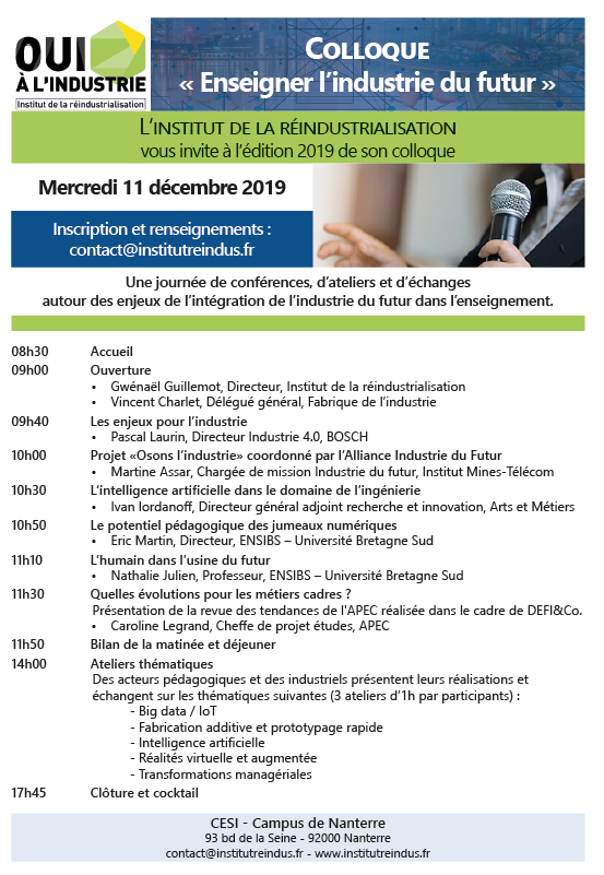 Colloque 2019 - Institut de la réindustrialisation